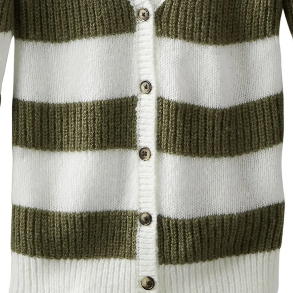 NWT Oshkosh B'gosh Girls Knit Sweater Green Striped Cardigan L/S Top 6, … - Picture 3 of 5